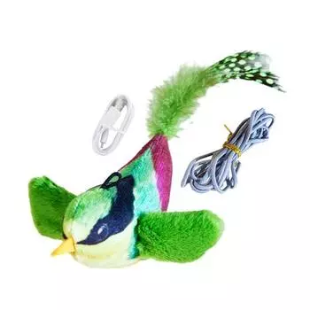 Игрушка для кошек «Птицы, хлопающие крыльями» Интерактивный летающий воробей с реалистичным щебечущим звуком, активируемый прикосновением Мягкая игрушка для котят «Птицы» для домашних кошек 1 Set