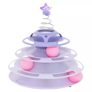 Игрушка для кошек Роллер 3 уровня Нескользящая основа Легко чистить Интерактивная игрушка-трек с вращающимся элементом для отбивания Type 2