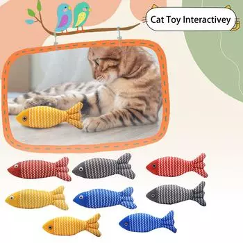 Игрушка для кошек Рыба, игрушка с кошачьей мятой, мягкая игрушка из хлопка, забавная рыба для кошек из мешковины, которую можно жевать, жевать зубы, кошачья мята, тканевая рыба для кошек One Size