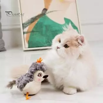 Игрушка для кошек с хлопающими крыльями, перезаряжаемая через USB, интерактивная плюшевая игрушка летучая мышь, сова, курица, пищащая игрушка с кошачьей мятой, щебечущие животные, электрическая игрушка A