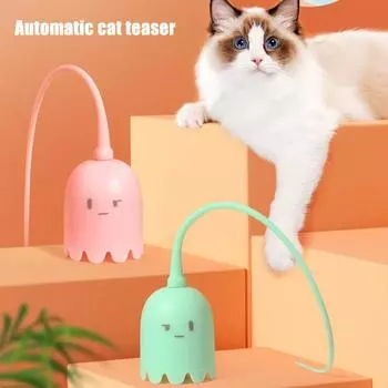 Игрушка для кошек с качающимся хвостом 2 в 1, автоматическая силиконовая игрушка-дразнилка для кошек, игрушка-палочка для кошек, перезаряжаемая интерактивная игрушка для кошек, для домашних кошек зелёный