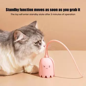 Игрушка для кошек с качающимся хвостом 2 в 1, автоматическая силиконовая игрушка-дразнилка для кошек, игрушка-палочка для кошек, перезаряжаемая интерактивная игрушка для кошек, для домашних кошек розовый