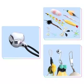 Игрушка для кошек с перьями, кошачья палка со сменной головкой и колокольчиком, принадлежности для развлечений и игр для домашних животных