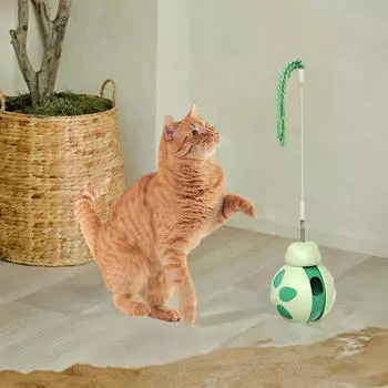 Игрушка для кошек с текучим кормом Интерактивная дразнилка Игрушки для кормления Медленная кормушка Мяч для угощения Стакан зелёный