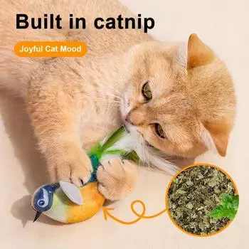 Игрушка для кошек «Щебечущая птица», интерактивная симуляция, электрическая птица, активируемая прикосновением, плюшевая птица, дразнилка для кошек и собак, живущих в помещении A