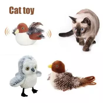 Игрушка для кошек «Щебечущая птичка» Интерактивная автоматическая игрушка-пищалка для домашних кошек Мягкая A