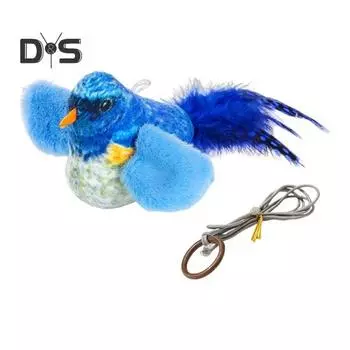 Игрушка для кошек «Щебечущая птичка» Интерактивная хлопающая крылышками плюшевая игрушка-птица на батарейках Стимулирующая игрушка для животных-котят для домашних кошек синий