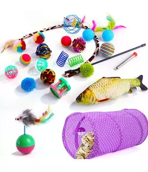 Игрушка для кошек Туннель для кошек Мяч Мататаби Мягкая развивающая игрушка Pet PetGround Набор из 23 штук