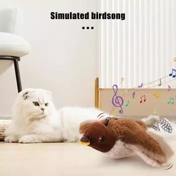 Игрушка для кошек USB перезаряжаемая электрическая имитация птицы с кошачьей мятой плюшевая летающая птица с реалистичным щебетанием для упражнений для котят B