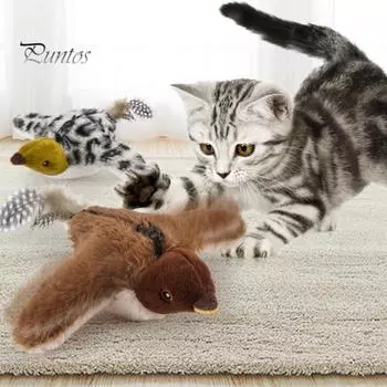 Игрушка для кошек USB перезаряжаемая электрическая имитация птицы с кошачьей мятой плюшевая летающая птица с реалистичным щебетанием для упражнений для котят B
