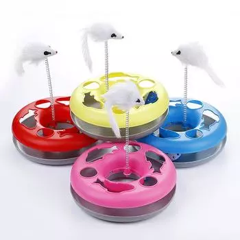 Игрушка для кошек, вращающийся мяч для домашних кошек, интерактивная игрушка для котят, роликовые дорожки с кошачьей мятой, пружина, игрушка для домашних животных, дразнящая мышь, товары для животных красный