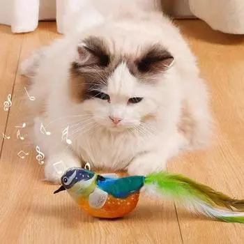 Игрушка для кошек Yousheng Chirping Bird, интерактивная симуляция, электрическая птица, активируемая прикосновением, плюшевая птица, дразнилка для кошек и собак в помещении C