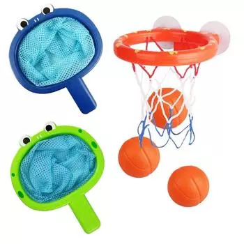 Игрушка для купания малыша, водные игрушки для ванной, баскетбольное кольцо с 3 мячами, детский игровой набор на открытом воздухе