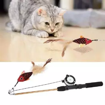 Игрушка для ловли кошек, выдвижная палочка для кошек, дразнилка для кошек, телескопическая удочка красный