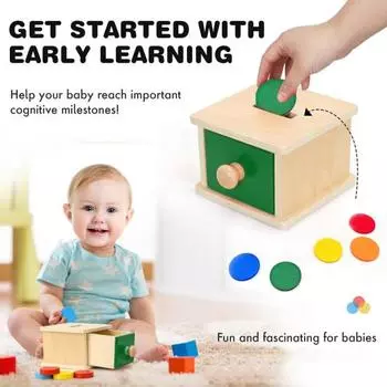 Игрушка для малышей из дерева Ящик для монет Цветной мяч Игра для мелкой моторики Образовательная сенсорика A