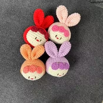 Игрушка для малышей от 0 до 3 лет, милый кролик, вязаная игрушка ручной работы из шерсти 4*7CM красный