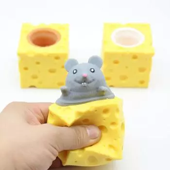 Игрушка для мышки Squish Cheese из мягкого силикона, экологически чистая, снимает беспокойство и стресс.
