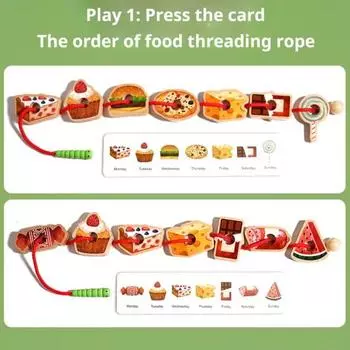 Игрушка для нанизывания бисера «Гусеница» Мелкая моторика Дошкольное обучение Тренировка концентрации внимания Малыши Развивающая деревянная еда Строительный блок Игра-шнуровка 1 Set
