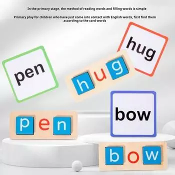 Игрушка для написания слов Деревянные блоки с алфавитом Образовательные обучающие карточки Игрушка для чтения с написанием слов
