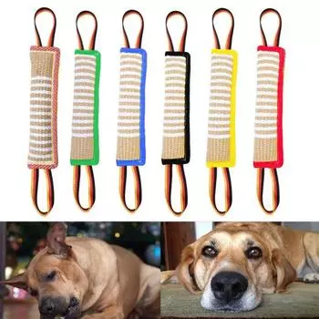 Игрушка для перетягивания для собак, жесткая подушка для укусов из джута, тренажер для тренировок, интерактивная игрушка для перетягивания для больших собак, инструмент для поощрения