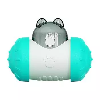 Игрушка для питомца Неваляшка с отверстиями для лакомств Кошка Собака Головоломка Интерактивная игрушка Качающийся медведь Медленное кормление Шар синий