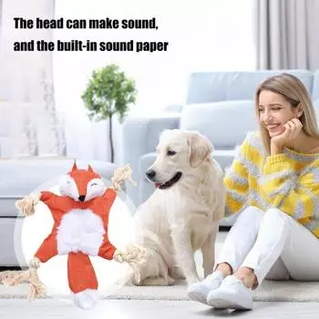 Игрушка для питомца плюшевая лиса енот белка жевательная игрушка для собак интерактивная игрушка для питомца пищащая темно-оранжевого