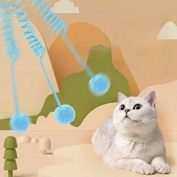 Игрушка для питомца, забавная интерактивная кошачья палка, пружинный канат, мяч, плюшевая игрушка, игровая дрессировка, принадлежности для кошек жёлтый