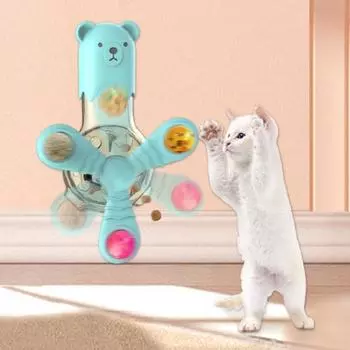 Игрушка для предотвращения утечки корма для домашних животных, интерактивный вращающийся вентилятор, диспенсер для кошачьей еды, игрушка, креативная медленная кормушка, товары для домашних животных
