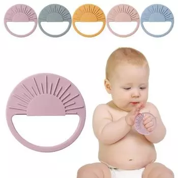 Игрушка для прорезывания зубов у младенцев с удобной ручкой из пищевого силикона для младенцев розовый