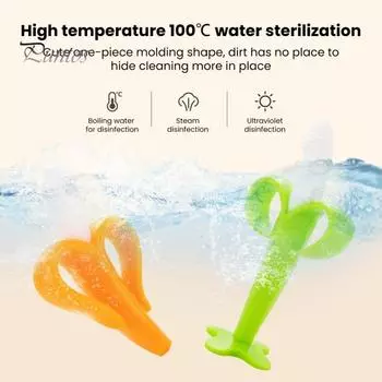 Игрушка для прорезывания зубов у младенцев с ящиком для хранения, пищевой полипропиленовый силикон без запаха, яркий цвет, успокаивающий обезболивающий банановый прорезыватель для зубов, гигиена полости рта для малышей жёлтый