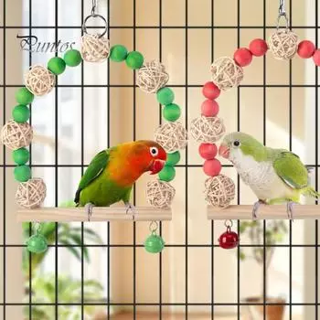 Игрушка для птиц, деревянная подставка для качелей для попугаев, натуральные безопасные товары для животных, приспособление для заточки клювов и когтей для попугаев, корелл, кроликов, хомяков синий