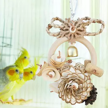 Игрушка для птиц Попугай Качели Деревянная Жевательная Игрушка для Волнистых Попугаев Неразлучников Корелл