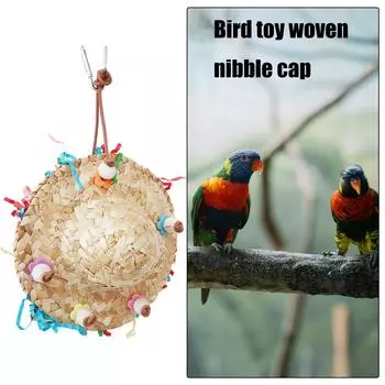 Игрушка для птиц Попугай Жевательная игрушка Птичья клетка Разрывающаяся игрушка Все размеры Птичья клетка Плетение Соломенная шляпа Игрушка для птиц для попугаев Кореллы