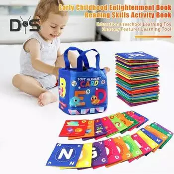 Игрушка для развития дошкольного образования, обучающая игрушка для развития визуальных навыков, мягкие детские карточки с алфавитом и сумкой для хранения, развивающая игрушка для дошкольников 2, 3, 4, 5 лет синий