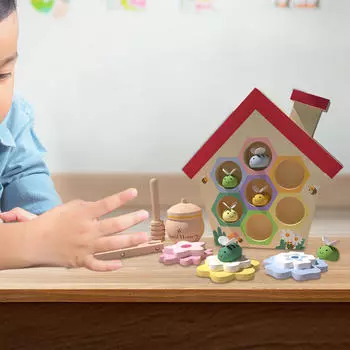 Игрушка для развития мелкой моторики у малышей, игра «Пчела в улей», деревянная сортировка по цвету по системе Монтессори