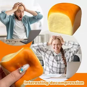 Игрушка для сдавливания хлеба с медленным отскоком, мягкая TPR, снятие стресса, тревожности, портативная, для детей, подростков, взрослых, тосты, сжимающие сенсорную игрушку-фиджет жёлтый
