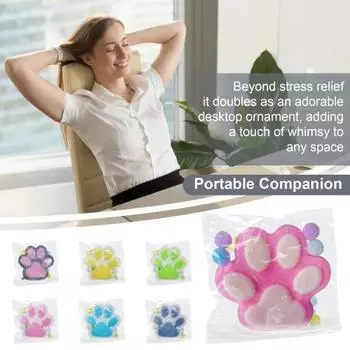 Игрушка для сдавливания кошачьей лапки с медленным отскоком, мягкая, TPR, для снятия стресса и беспокойства, портативная для детей розовый/белый