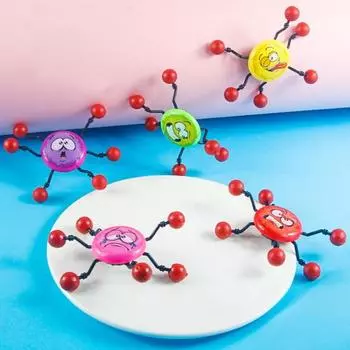 Игрушка для скалолазания на стену с 6 липкими ногами. Забавный рисунок с выражением. Эластичная портативная игрушка для снятия стресса. Ходунки для окон. Гусеничный паук. Игрушка для детей. Хитрая вечеринка. жёлтый