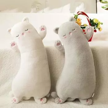 Игрушка для сна Игрушка для котенка Подушка Мягкая игрушка Кошка Плюшевая кукла Мягкие игрушки Кошка Плюшевая игрушка Плюшевая подушка белый