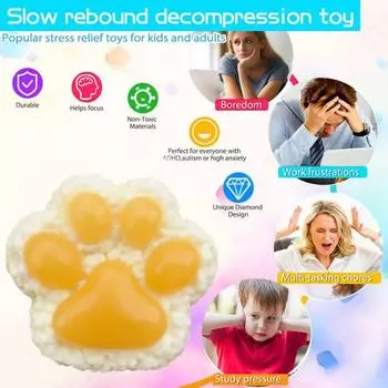 Игрушка для снятия стресса «кошачья лапка», ручная работа, сенсорная игрушка «щипок лапки котенка», для детей и подростков, для взрослых, мягкий мячик для снятия стресса, игрушка «лапка питомца» оранжевый