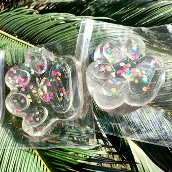 Игрушка для снятия стресса с кошачьей лапкой, супер мягкая текстура, желеобразные блестящие игрушки, милый стресс D