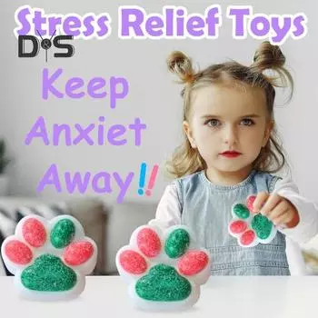 Игрушка для снятия стресса с кошки, игрушка для снятия беспокойства, ущипывания кошачьей лапой, сенсорная игрушка для детей, подростков и взрослых, мягкий мячик для снятия стресса, игрушка-лапка животного зелёный