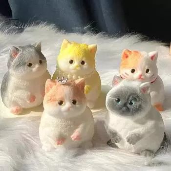 Игрушка для снятия стресса с толстого кота, симуляция снятия беспокойства, сенсорная игрушка для щипков котят, для детей, подростков, взрослых, мягкая игрушка-антистресс TPR, игрушка-фиджет для животных серебро белый