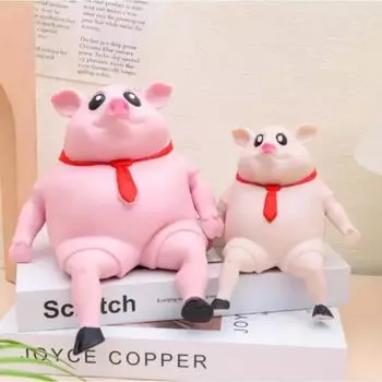 Игрушка для снятия стресса TPR Squishy Pig, наполненная песком, сенсорные игрушки для взрослых и подростков, забавные сжимаемые сенсорные игрушки 9x9cm красный