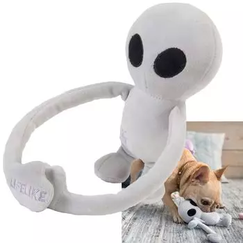 Игрушка для собак Alien, игрушка для домашних животных со свистком, издает звуки, снимает стресс, играет вместе, щенок, маленькая собака, средняя собака, космос, фиолетовый, розовый, серый, как в реальности [Официальный серый