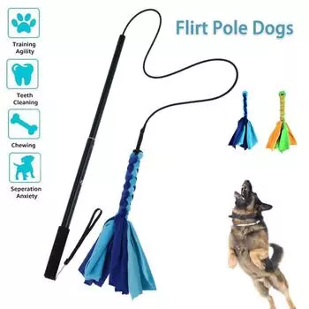 Игрушка для собак Flirt Pole Раздвижная интерактивная забавная игра с хвостом, дразнилка и тренажер для домашних животных, игрушки для игр на открытом воздухе для собак, новые