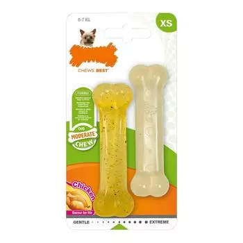 Игрушка для собак из термопластика Nylabone Moderate Chew Twin Chicken, размер XS (2 шт.)