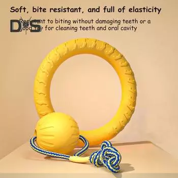 Игрушка для собак, летающие диски, антиукус, тренировочное кольцо, жевательный мяч для собак, для агрессивных грызунов, интерактивная игрушка для собак, ловля и принесение для собак весом 15-65 фунтов E