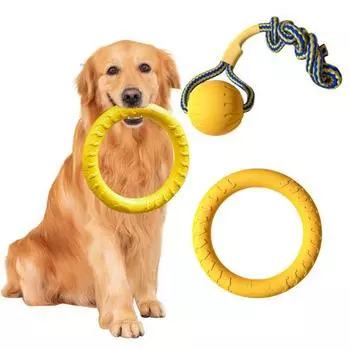 Игрушка для собак, летающие диски, антиукус, тренировочное кольцо, жевательный мяч для собак, для агрессивных грызунов, интерактивная игрушка для собак, ловля и принесение для собак весом 15-65 фунтов E