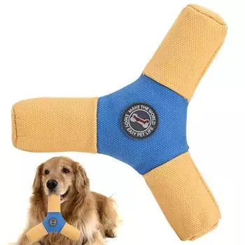 Игрушка для собак «Летающий диск», интерактивная пищащая игрушка для собак, помогающая при прорезывании зубов, тянущая, жевательная, устойчивая к укусам игрушка для маленьких и средних собак жёлтый/синий